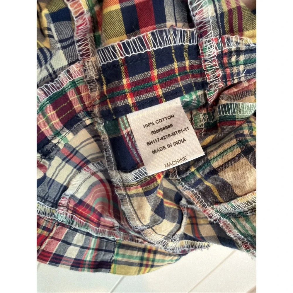 Todd Snyder Shirt Men's XL Indian Madras Plaid Patchwork Camp Guayabera